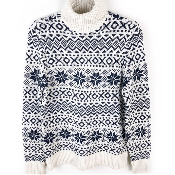 H&M- Holiday Winter Turtleneck Snowflake Geometric print size: S - Picture 1 of 10